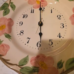 Vintage FRANSICAN DESERT ROSE dinnerplate Wall Clock 10.5in